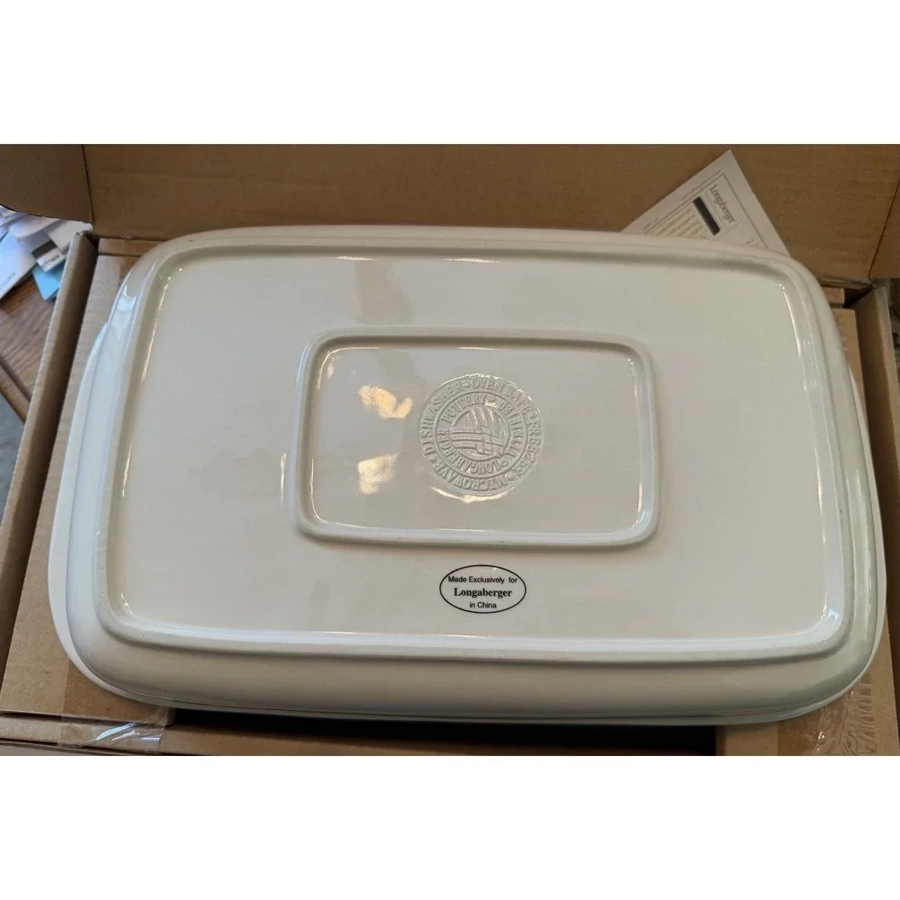 New Longaberger 9x13 Woven Traditions Ivory Baking Dish NIB